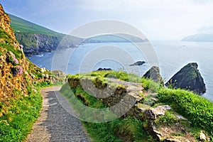 Rocky coast of Dunquin Harbour, Dingle peninsula, County Kerry, Ireland