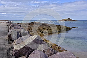 Rocky coast of Erquy in France photo