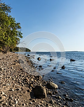 Rocky coast on Jeloy Island in the city of Moss by the Oslofjord