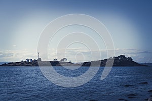 Rocky coast on Jeloy Island in the city of Moss by the Oslofjord