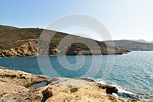 rocky coast kalymnos island greece sumer sun aegean