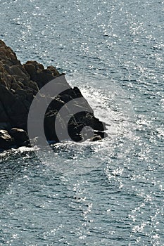 rocky coast kalymnos island greece sumer sun aegean