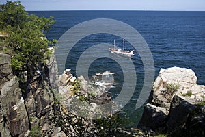 A rocky coast line. Bornholm, Denmark.