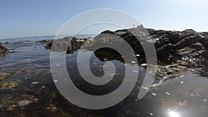 Rocky coast and mediterranean sea in eastern Pyrenees, France