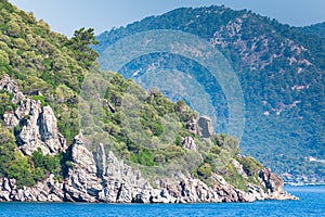 Rocky coast in the Mediterranean Sea near Marmaris