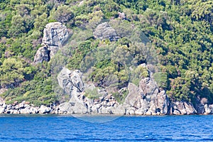 Rocky coast in the Mediterranean Sea near Marmaris