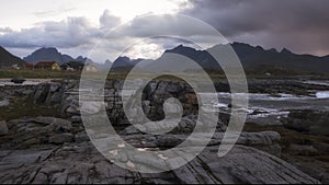 rocky coast of the north sea in Norway on the Lofoten