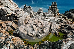 Rocky coast of Ouessant island