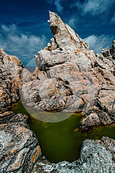 Rocky coast of Ouessant island