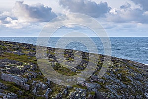 Rocky coast in the polar latitudes, harsh land