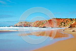 Rocky coast of Praia do Amado, Algarve, Portugal