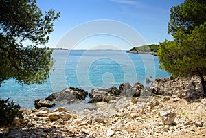 Rocky coast of the turquoise sea, Croatia Dalmatia