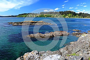 Rocky Coast on Vancouver Island at Tower Point Section of Wittys Lagoon Regional Park, British Columbia, Canada