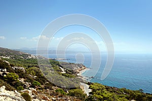 Rocky coastline of the Aegean coast, Greece