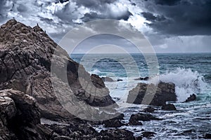 Rocky Coastline Along California Pebble Beach