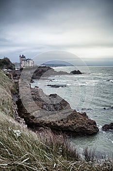 Rocky coastline in Biarritz, Pays Basque, France