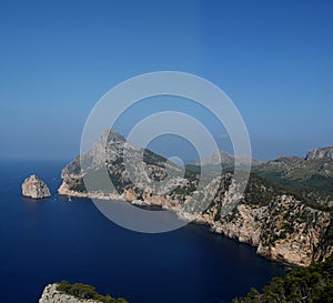 Rocky coastline and blue sea