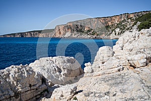 Rocky coastline close to Alaties Beach, Kefalonia, Ionian islands, Greece photo