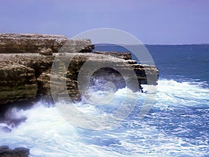 The rocky coastline of Devils Bridge National Park in Antigua