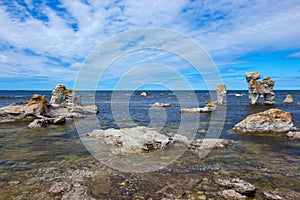 Rocky coastline in Gotland, Sweden