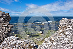 Rocky coastline of Gotland, Sweden photo