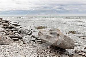 Rocky coastline of Gotland, Sweden photo