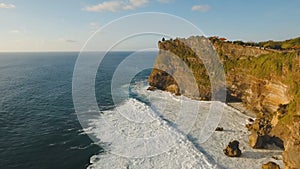 Rocky coastline on the island of Bali. Aerial view.