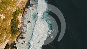 Rocky coastline on the island of Bali. Aerial view.