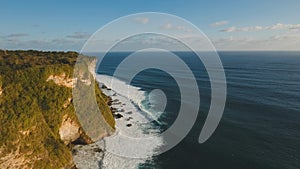 Rocky coastline on the island of Bali. Aerial view.