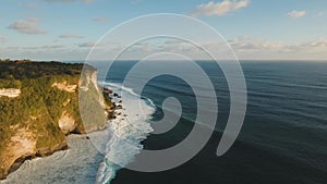 Rocky coastline on the island of Bali. Aerial view.