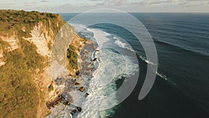 Rocky coastline on the island of Bali. Aerial view.