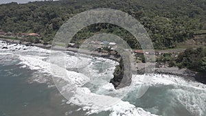 Rocky coastline on the island of Sumatra. Aerial view