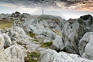 Rocky coastline and lighthouse