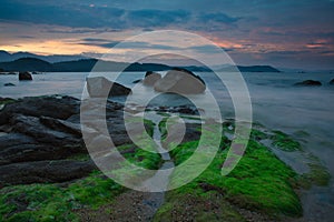 Rocky Coastline Vung Lam Bay Vietnam photo