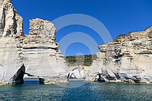 Rocky coastline in Milos island, Cyclades, Greece