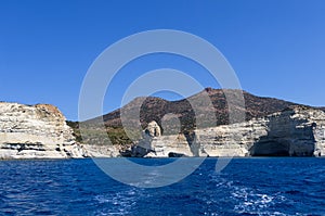 Rocky coastline in Milos island, Cyclades, Greece