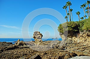 Rocky coastline near Crescent Bay, Laguna Beach, California.