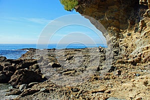 Rocky coastline near Crescent Bay, Laguna Beach, California.