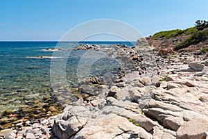 The rocky coastline of Punta Niedda, near Arbatax Sardinia, Italy
