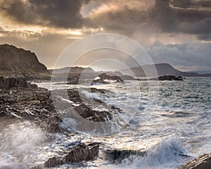 The rocky coastline of Seil