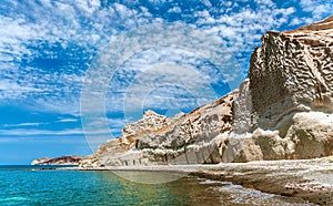 Rocky coastline of Thira