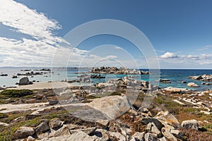 Rocky coastline and translucent sea at Cavallo island near Corsica