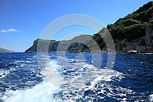 Rocky coastline of Tyrrhenian sea, Capri island - Italy