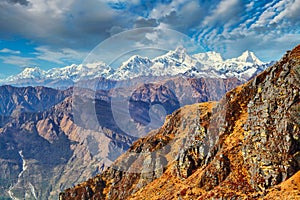 Rocky colorful mountain view of Himalayas with Manaslu