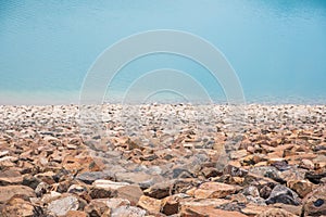 Rocky Dam close up in the High Island Reservoir, Hong Kong, outdoor