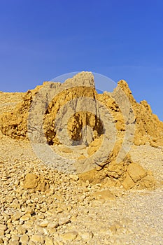 Rocky desert landscape in Ein Gedi Nature Reserve