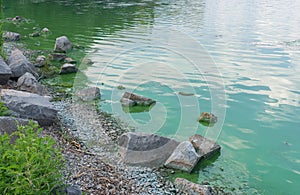 Rocky Dnipro riverside in center of the same name city