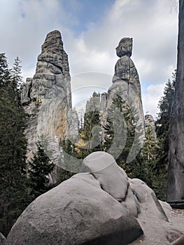 Rocky figures over the forest