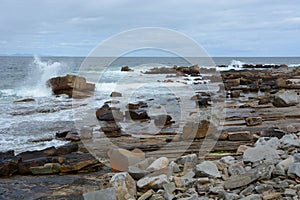 Rocky Foreshore with White Spray Witch