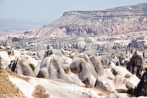 Rocky formation landscape from Esentepe in Cappadocia, Turkey